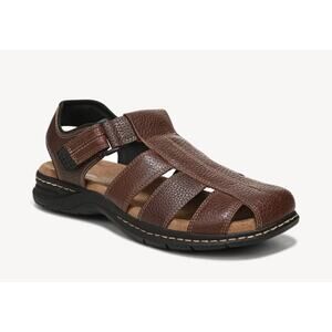 Dr. Scholl's Memory Foam Gaston Brown Leather Sandals Adjustable Straps